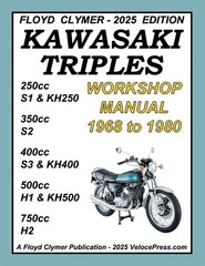 KAWASAKI TRIPLES 1968-80 WORKSHOP MANUAL 250-350-400-500-750cc Floyd Clymer