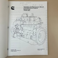 Cummins L10-240G Engine Operation Maintenance Manual Natural Gas Bus 1994