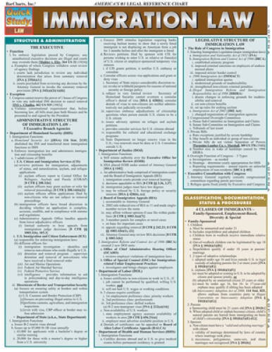 Immigration Law (Quick Study: Law) – Pamphlet By BarCharts, Inc. – VERY GOOD