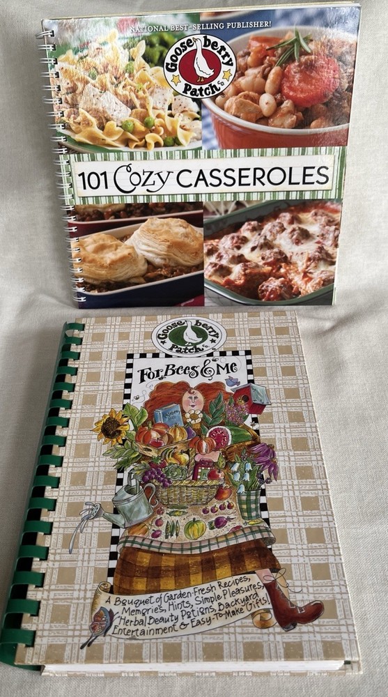 Gooseberry Patch Cookbooks, 2 Spiral, For Bees & Me And 101 Cozy Casseroles