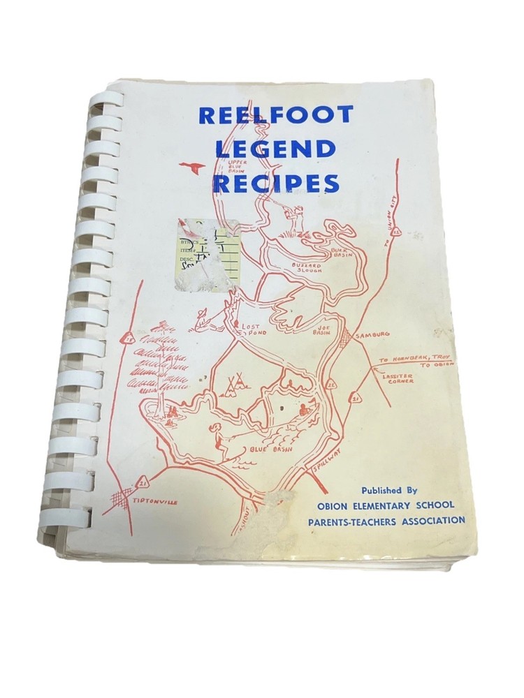 Vintage Reelfoot Legend Recipes Cookbook Obion Elementary PTA Map Cover Spiral