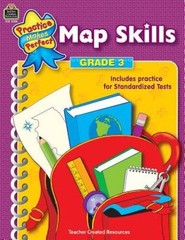 Map Skills, Grade 3 (Practice Makes Perfect Series) – Paperback – GOOD
