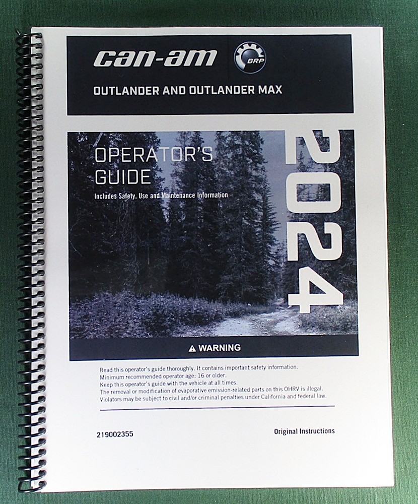 2024 Can-Am Outlander MAX 1000R XT Owner’s Manual: 276 Pages & Clear Covers