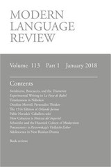 Modern Language Review (113: 1) January 2018 (Paperback or Softback)