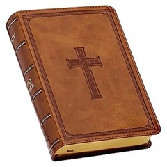 Compact Large Print Holy Bible, Red Letter Edition, Saddle Tan, Ribbon Marker