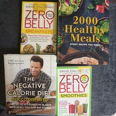 LOT of 4 Diet Cookbooks: Zero Belly, 2000 Healthy Meals, Negative Calorie Diet