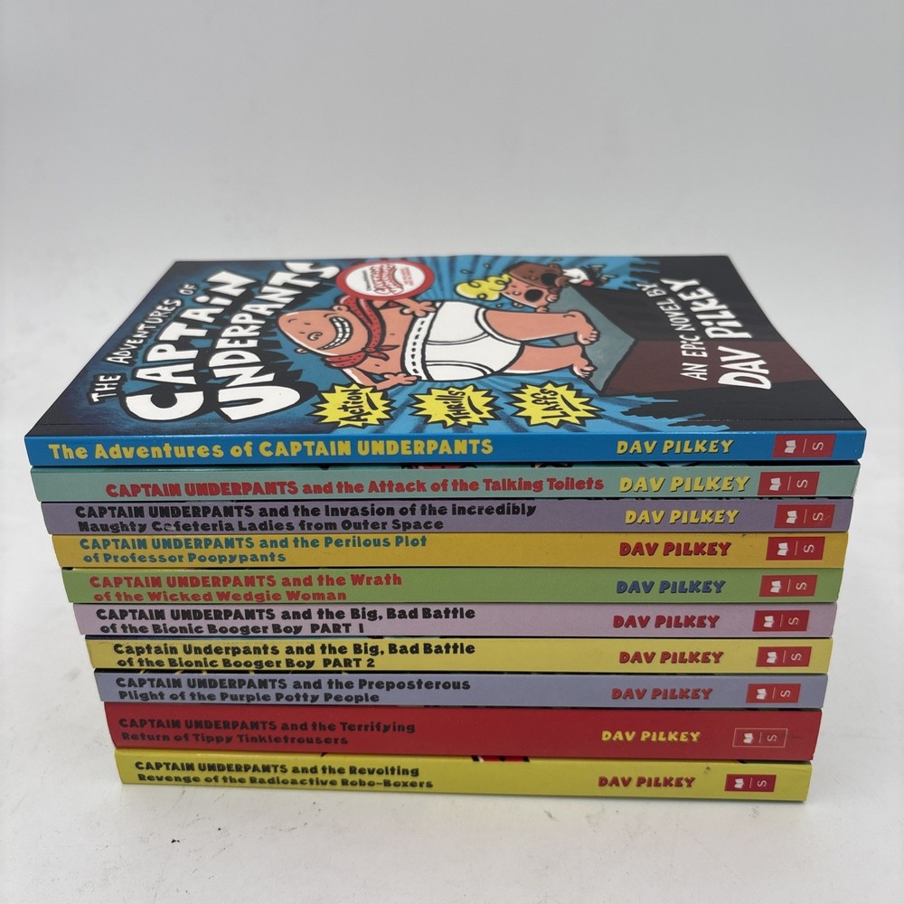 Captain Underpants 10 Book Lot Complete Series 1-10 Dav Pilkey Brand New C5-68