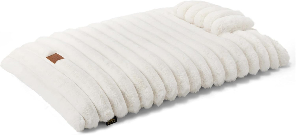 Cuddletown Ribbed Bubble Stripe Pillow Crate Mat Pet Bed, Machine Washable Cover