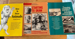 3 books: How to Draw Animals, Starting to Draw & Drawing Scenery land sea scapes