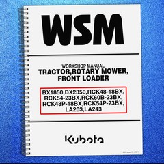 KUBOTA TRACTOR BX1850 BX2350 WORKSHOP MANUAL BINDER – COVERED – XL FOLDOUT PAGES