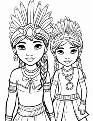 Native Americans Coloring Book for Adults and Kids | Indigenous Culture | Tribal