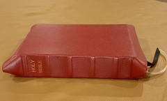 Giant Print Bible, Dark Red Pebbled Goatskin Leather, Dark Red Liner, 2 Ribbons