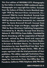 **First Edition**; Invisible City by Ken Schles; 1988, Twelvetrees Press