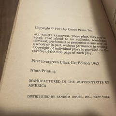 One Act By Samuel Moon – FIRST EVERGREEN BLACK CAT EDITION – 9th PRINT – 1965
