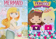 MERMAID & PRINCESS Giant Coloring & Activity Books 256 pages total BRAND NEW