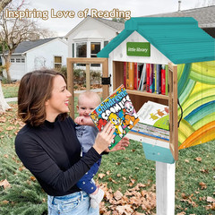 Little Library Box Outdoor Free Library Kit, Updated Double Doors Literature Lit
