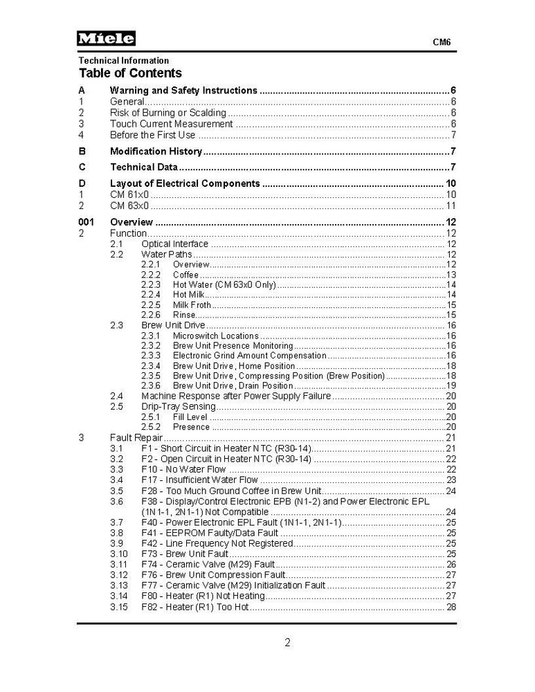 MIELE CM6150 SERVICE REPAIR MANUAL PAPER AND PDF