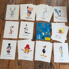 RARE! Vtg 1966 WARNER BROTHERS Character Licensing Book + 19 Prints (8.5″ x 11″)