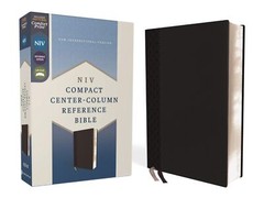 NIV, Compact Center-Column Reference Bible, Leathersoft, Black, Red Letter,