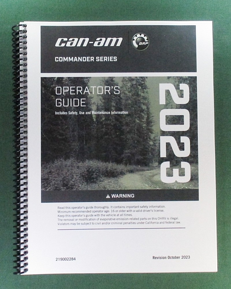 2023 Can-Am Commander XT 1000R Owner’s Manual: 248 Pages & Protective Covers