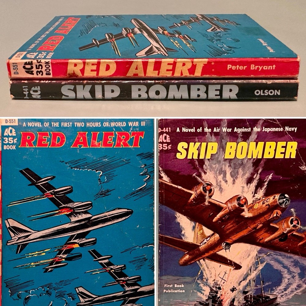 [NICE] Red Alert & Skip Bomber Vintage Military Fiction Paperbacks ACE 1958/60