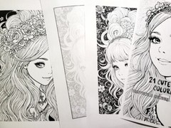 Model Portrait Coloring Book Pages for adults kids, coloring pages Stress Relief