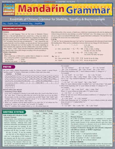 Mandarin Grammar (Quickstudy: Academic) – Pamphlet – VERY GOOD