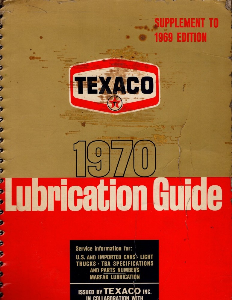 Vintage Texaco Lubrication Guide 1970 U.S. & Imported Cars Light Trucks MN1368