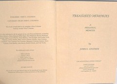 Treasured Memories a personal memoir blank book fill in by John E Coleman family