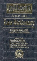 GILBERT’S POCKET SIZE LAW DICTIONARY–BLACK: NEWLY By Gilbert Law Summaries Mint