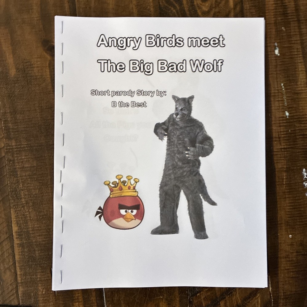 Handmade parody book Story. Angry birds And Big Bad wolf