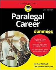 Paralegal Career For Dummies – Paperback By Hatch, Lisa Zimmer – GOOD