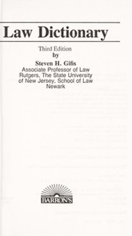 Law Dictionary Paperback Stephen H. Gifis