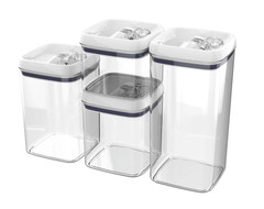 BHG Flip Tite Food Storage Container Set 4pc Square Airtight Kitchen Pantry Org