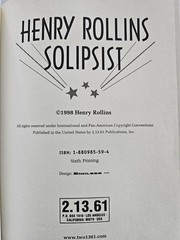1998 SOLIPSIST HENRY ROLLINS PB Postmodern Fiction EGOTISM Anti-Heroes 6th Prtg