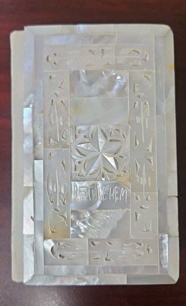 Vintage 4.5″ The Red Letter New Testament POCKET BIBLE Mother of Pearl