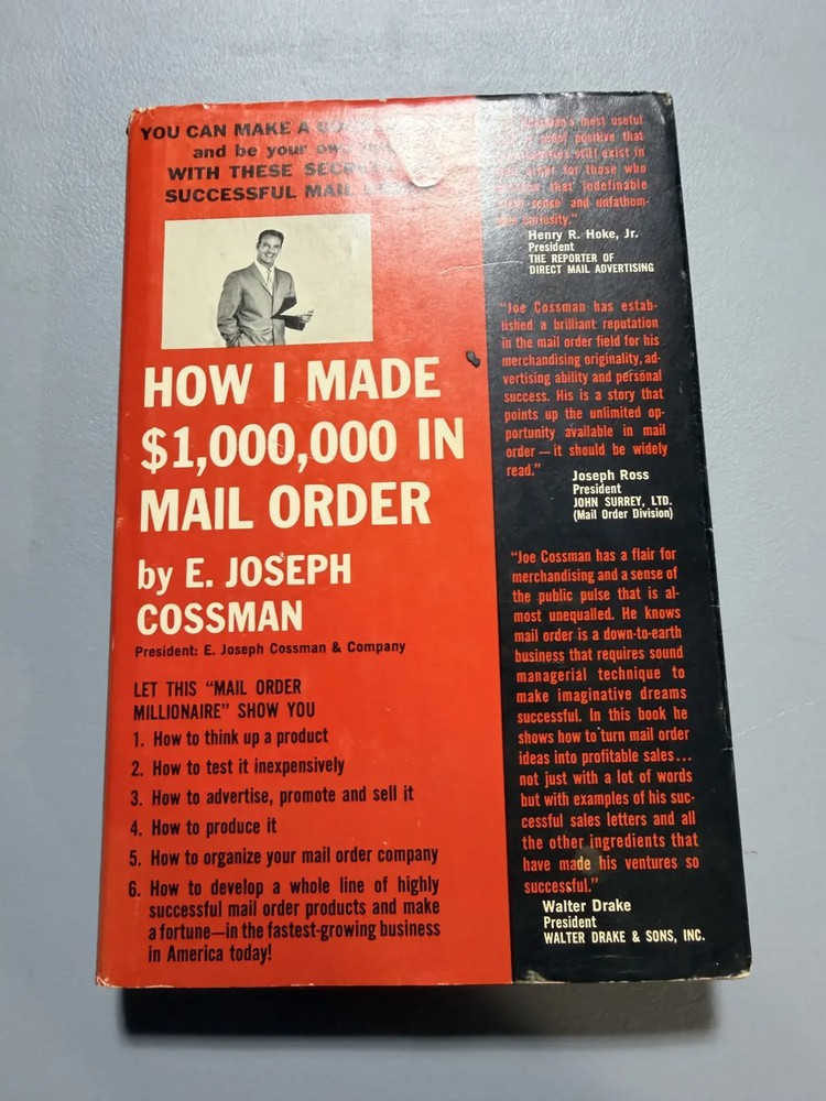 E Joseph Cossman How I Made 1,000,000 in Mail Order Prentice-Hall Fifth Prtg HC