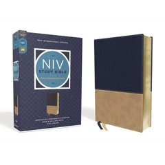 NIV Study Bible, Fully Revised Edition, Leathersoft, Navy/Tan, Red Letter