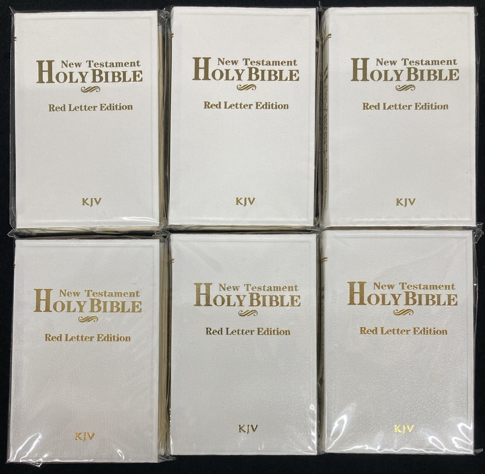 Holy Bible New Testament KJV White Mini Leatherette Cover 4.5” x 3” Set of 6