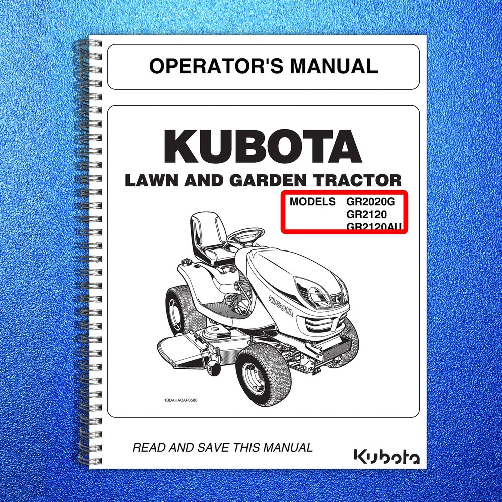 KUBOTA GR2020G GR2120 GR2120AU Operators Manual 2020 – BOUND – COVERS – FOLDOUTS