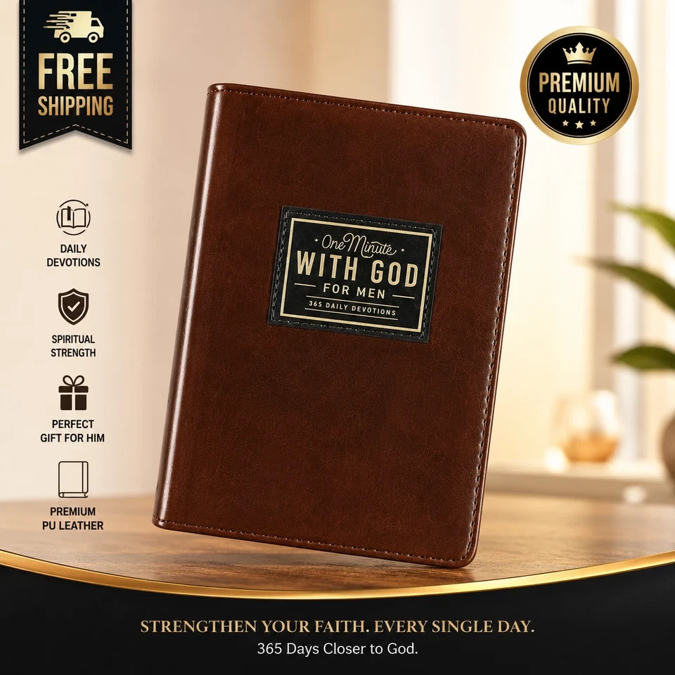 One Minute with God for Men 365 Devotions NEW Faux Leather Devotional Book – USA