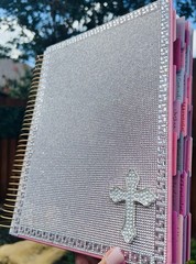 KJV Creative Journaling Bible, Rhinestone Crystal Cover, Spiral-Bound with Cross