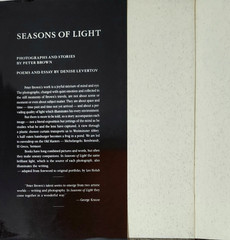 Seasons of Light by Peter Brown (1st Ed. 1988, HC) Poems and Essays-D Levertov