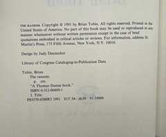 Ransom by Brian Tobin 1991 Hardcover Book Used Fair Condition