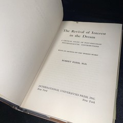 Hardcover Robert Fliess – The Revival of Interest in the Dream – Post Freudian