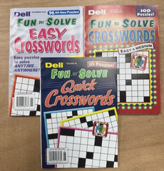 NEW Lot of 3 Dell FUN to SOLVE Crosswords Puzzles Books Quick Easy Medium