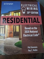 Cengage Electrical Wiring Residential 20th Edition 2020 NEC by Simmons & Mullin