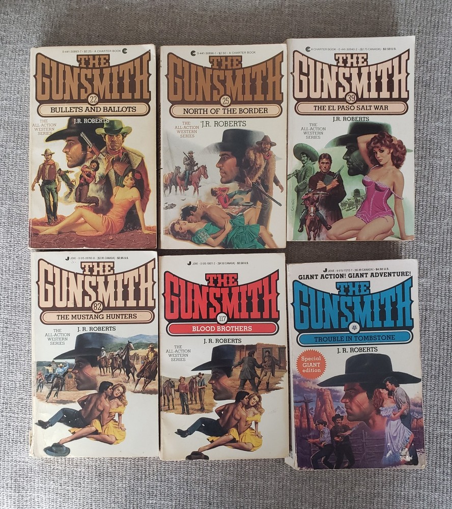 The Gunsmith Western Paperback Book Lot of 6 J R Roberts Books Old West Cowboys