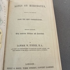 1853 NOTES ON HERODOTUS FROM THE BEST COMMENTATORS DAWSON TURNER , RARE