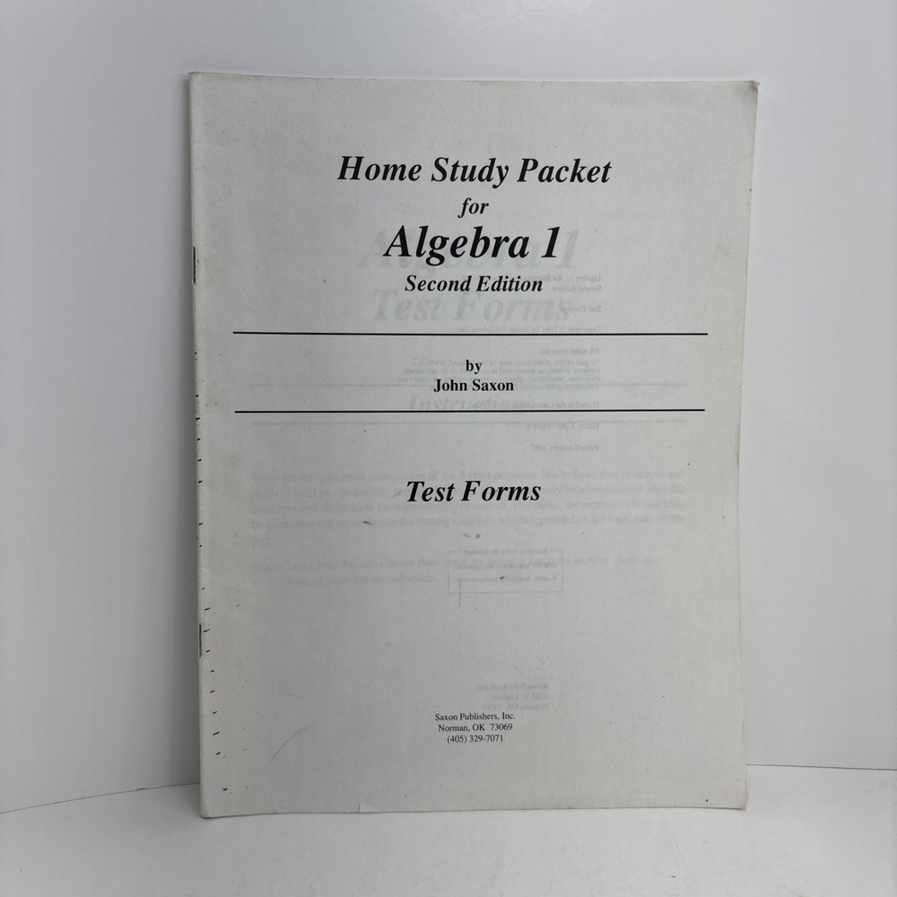 Saxon Algebra 2 Home Study Packet Second Edition Test Forms